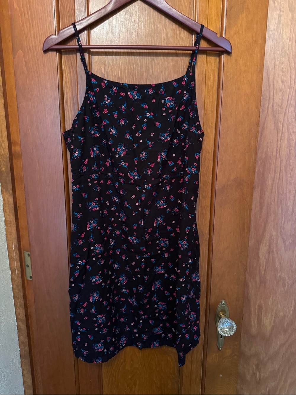 Vans Black Mini Slip Dress with Pink and Blue Floral Print